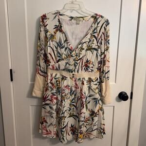 Alice's Pig Dress Sz10 White Floral Wrap Fit & Flare Ciara's Cuff Boho Prairie